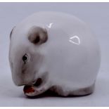 Royal Worcester: A royal Worcester netsuke mouse in white glaze, height approx 3.5cm, printed mark