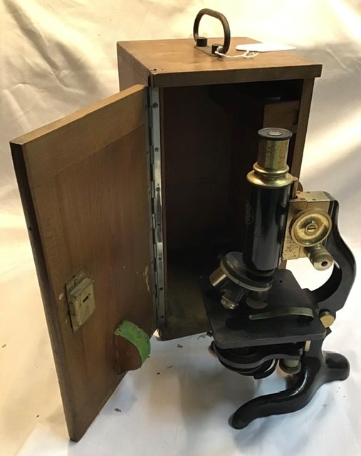 Baker Laboratories Microscope 1930’s, in wooden case (no key)