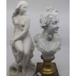 A Minton parian figure of Miranda, designed by John Bell (1811-1895), modelled seated on a rocky