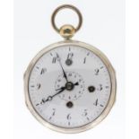 An 18th century silver open faced pocket watch, white enamel dial, black Arabic numerals and