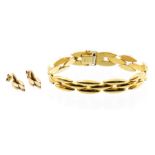 Cartier- an 18ct yellow gold Gentiane link bracelet, width approx 11mm, with integral box push clasp