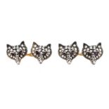 Hunting Interest- a pair of diamond set fox motif cufflinks, comprising double fox mask, set with