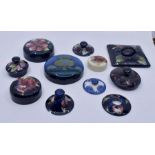 Moorcroft: A collection of 11 lids to include Moonlit Blue, Poppy, Pansy, Landscape pattern etc.