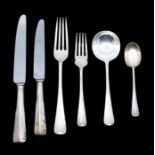 An Elizabeth II silver canteen of cutlery, Rattail pattern, Sheffield 1972, maker JBC & Sons, for