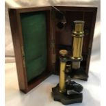 C Verick of Paris, compound microscope c 1882. In wooden case with related accessories.