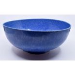 Ruskin Pottery: A Ruskin Pottery bowl with blue mottled glaze, diameter approx 28cm, impressed