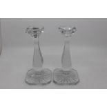 A pair of 20th Century cut glass baluster candlesticks (2)