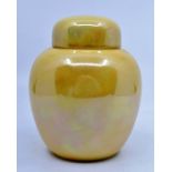 Ruskin Pottery: A Ruskin Pottery ginger jar and cover in yellow lustre glaze, height approx 12cm.
