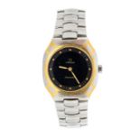 Omega-  a gentleman's Omega Seamaster bi metal wristwatch, circa 1990's, round black tone dial