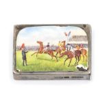 Sampson Mordan & Co / Equestrian Interest - A late Victorian silver and enamel vesta case, the cover