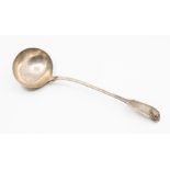 A George IV silver fiddle and shell pattern soup ladle, by E.H, London, 1824 Condition Report: