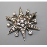 A white topaz star brooch circa 1900, probably platinum