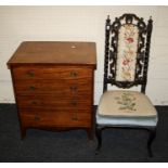 A Geo IV  mahogany chest commode with lift up top.Together with a barley twist Victorian side