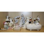 A collection of mostly late 19th, early 20th century Continental porcelain figures. Including