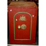 An early 20th century floor standing fireproof safe, with key. 76 x 51 x 53.5 cms.