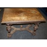 A Dutch oak 17th century style centre table with shaped bulbous legs. 116cm wide