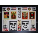 Shepard Fairey  Obey Icons Black frame with 20 original Shepard Fairey Obey Stickers