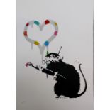 Banksy Love Rat Damien Hirst Tribute AP1/20 Numbered in pencil on the lower left side of the