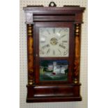 Two similar 19th century American, mahogany cased thirty hour wall clocks, each with gong striking