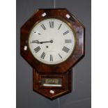 New Haven Clock Co., a late 19th century rosewood drop dial wall clock, the octagonal case enclosing