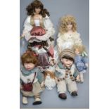 Seven late 20th century Knightsbridge Heirloom, Alberon and other collector's dolls, four with