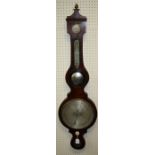 Cossa, Newcastle, a 19th century mahogany, boxwood strung wheel barometer, with silvered gauges