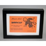 Bansky Zeusopoly 2011 framed Orange Community Chancer Cards from Occupy London, 2011 15 x 10cm,