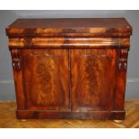 A Victorian mahogany chiffonier, the rectangular top over a cushion frieze drawer and a pair of