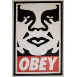 Shepard Fairey Obey Icon Off set lithograph on thick white paper. 61 x 92cm Signed by Shepard