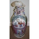 A Chinese famille verte floor vase, Tongzhi. Finely painted with figures and landscapes. 60 cms.