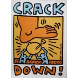 Keith Haring Crack Down 1986 Limited edition of 2000 Stone Lithograph, 55.9 x 43.8cm