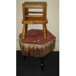 A Victorian ebonized and parcel gilt "Gypsy" table with fringed velvet covering. Together with a