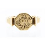 An 18ct gold signet ring, the octagonal form monogrammed with J C, size T1/2, weight approx 7.9gms