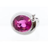 A pink tourmaline and 18ct white gold cocktail ring, comprising an oval cut pink tourmaline approx