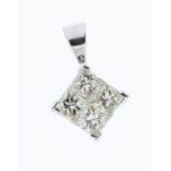 A diamond  and 18ct white gold pendant, comprising invisible set with four princess cut diamonds,