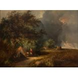 E. C. Williams (British, 19th Century), A Gypsy Encampment, oil on canvas, 45 by 60cm, gilt frame  C