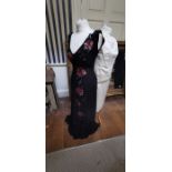 WITHDRAWN A 1949/51 black crepe evening dress made by a high class dressmaker, the bodice is