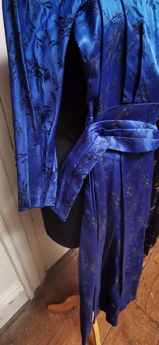 A Susan Small cobolt blue satin brocade dress, size 10/12, with a pleated neckline in a modesty - Image 11 of 13