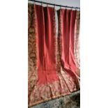 A pair of French Chateau door curtains. Machine knit heavyweight woven cotton in deep red with a