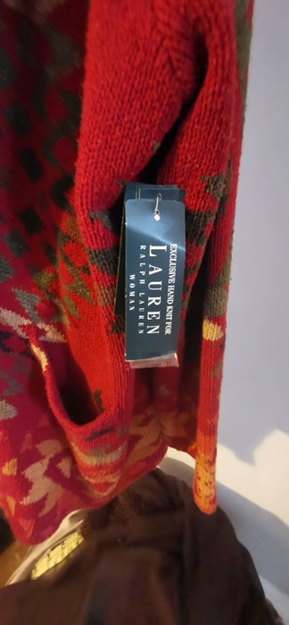 From the wardrobe of Opera singer Jessye Norman. A large 3X Ralph Lauren cardigan in a claret colour - Image 3 of 3