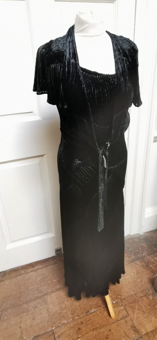 An iconic Balenciaga, 1930s evening dress and bolero, in black silk velvet in a ribbed pattern,