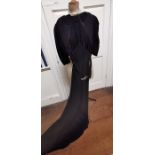 WITHDRAWN Art Deco interest. A black 1930s dress in bemberg/rayon, size 8/10, ankle length. Skirt is