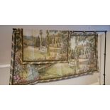 Two un-used contemporary woven tapestries purchased from Harrods, one depicting a patio garden scene