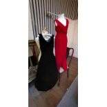 A black velvet Frank Usher cocktail dress, the dress dates from 1957/59, has a black buckram