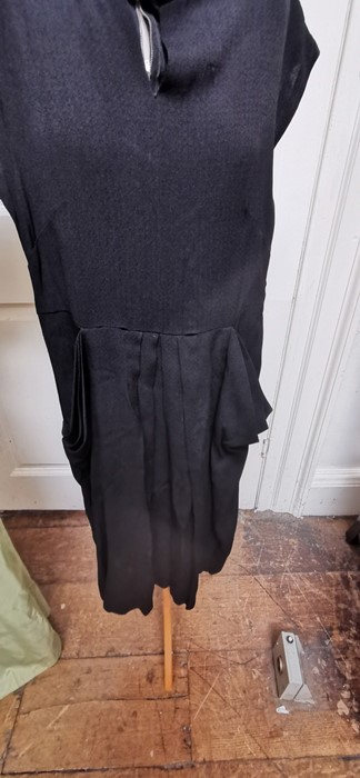 A black crepe late 1940s dress with cap sleeves, the v necklineand neckline are decorated in paste - Image 7 of 10