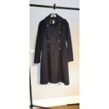 Ladies Episode black 65% wool and 15% Cashmere coat. Double breasted with military style buttons.