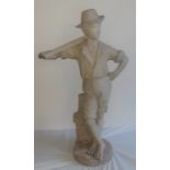 A 19th cent large marble Neopolitan  carving  of a boy with axe at fault . H: 88cm