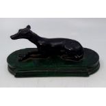 An early 20th cent model of a Greyhound with mallacite base