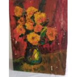 A 20th cent impassto oil on canvas, signed indistiict 50 by 65cm signed indistictly verso