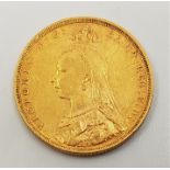 An 1892 Victoria "Jubilee bust" gold sovereign, Melbourne mint.